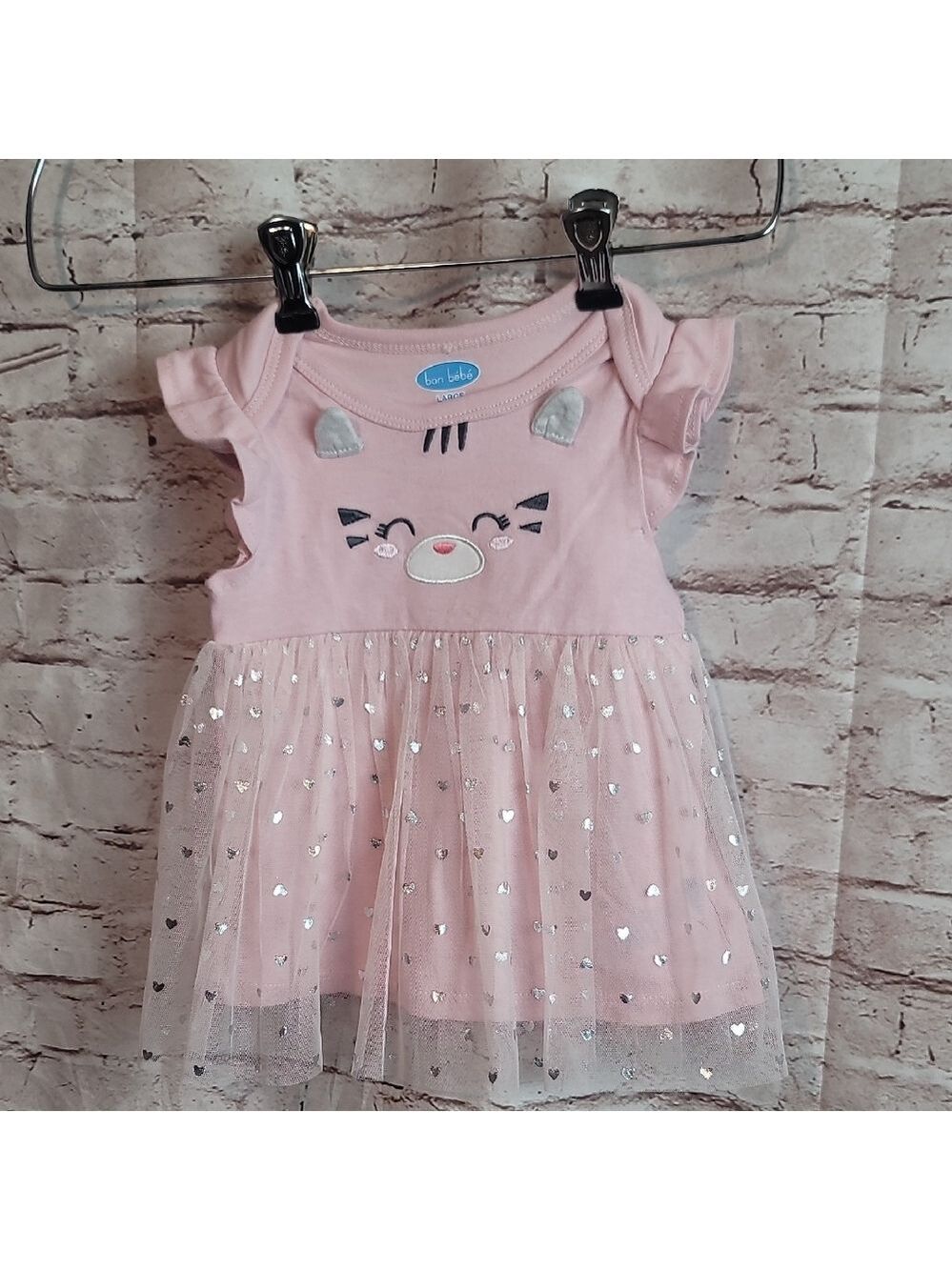 Bon Bebe Pink Cat Dress Girls 6 To 9 Mo Nwt New